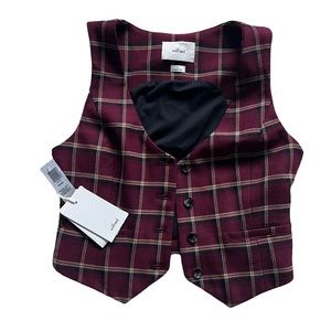 Wilfred Burgundy Plaid Vest